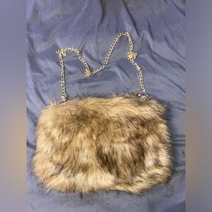 Faux fur shoulder purse. No brand name
